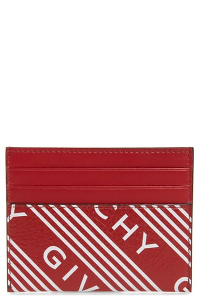 Givenchy Logo Band Leather Card Case In Vermillion