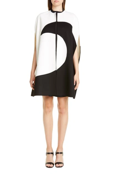 Valentino Moon Inlay Wool & Cashmere Cape In Ivory Black