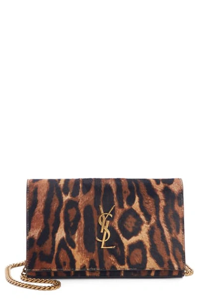 Saint Laurent Women's Monogram Leopard-print Calf Hair & Leather Wallet-on-chain In Neutral