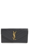 SAINT LAURENT MONOGRAMME LOGO LEATHER FLAP WALLET,372264BOW01