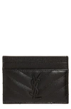 Saint Laurent Ysl Monogram Card Case In Grained Leather In Noir