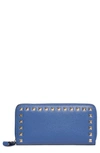 Valentino Garavani Rockstud Continental Leather Wallet In Baltique