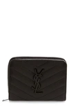 SAINT LAURENT SMALL MONOGRAM GRAINED LEATHER WALLET,403723BOW08