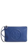 Tory Burch Perry Leather Wristlet In Bright Indigo