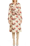ADAM LIPPES FLORAL PRINT COTTON TWILL TRENCH COAT,P19902PT