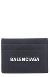 Balenciaga Everyday Logo Leather Card Case In Black