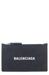 Balenciaga Everyday Zip Leather Card Case In Black
