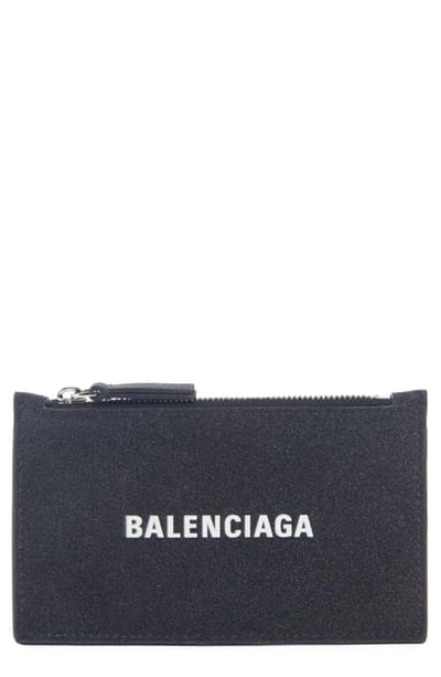 Balenciaga Everyday Zip Leather Card Case In Black