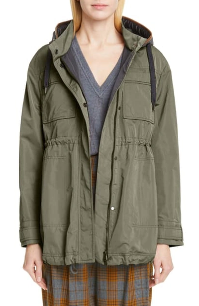 Brunello Cucinelli Monili Pocket Hooded Parka In Military