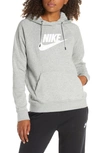 Nike Sportswear Essential Pullover Hoodie In Dark Grey Heather/ White