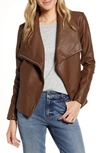 Bb Dakota Up To Speed Faux Leather Moto Jacket In Smokey Brown
