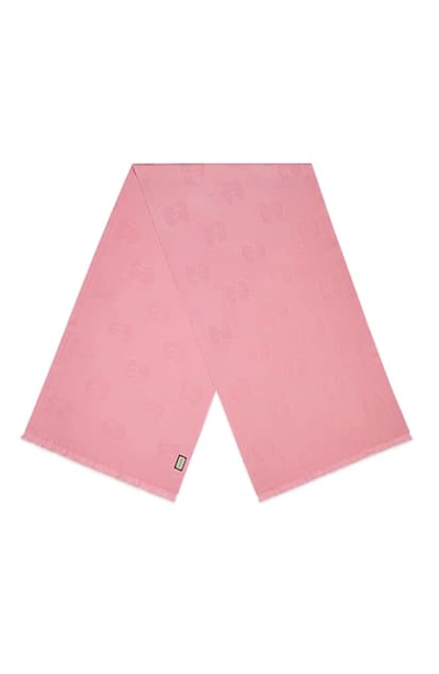 Gucci Gg Logo Wool Scarf In Roseate