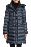 MONCLER HERMINE GROSGRAIN TRIM QUILTED DOWN PUFFER COAT,E2093493000553048