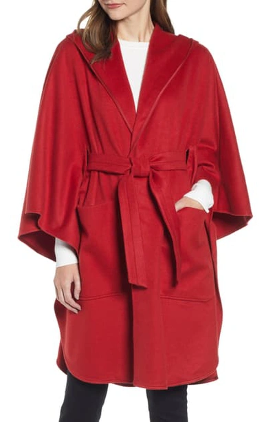 Max Mara Belted Cashmere Poncho In Red