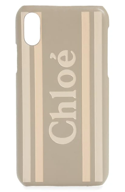 Chloé Logo Stripe Iphone Xs Max Case In Grey