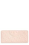 Tory Burch Slim Fleming Lambskin Leather Wallet In Shell Pink