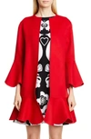 Valentino Ruffled Wool And Cashmere-blend Coat In 157-red
