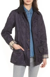 Barbour Beadnell Polarquilt Plaid-trim Utility Coat In Navy Navy