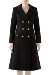 GUCCI DOUBLE BREASTED WOOL COAT,592185ZHW03