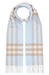 Burberry Classic Giant Check Cashmere Scarf In Light Blue,beige,white