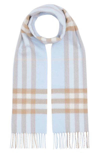 Burberry Classic Giant Check Cashmere Scarf In Pale Blue Arc Bei