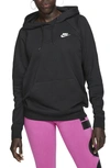Nike Sportswear Essential Pullover Fleece Hoodie In Black/ White