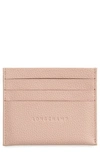 LONGCHAMP 'LE FOULONNE' PEBBLED LEATHER CARD HOLDER - PINK,L3219021507