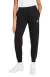 Nike Sportswear Essential Fleece Jogger Pant In Black/black/white