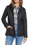 Barbour Diamond Quilted Lightweight Jacket With Corduroy Collar In Black