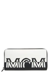 MCM CONTRAST LOGO ZIP LEATHER WALLET,MZL9ACL12
