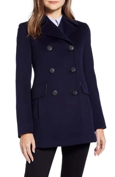 Fleurette Double Breasted Wool Peacoat In Midnight