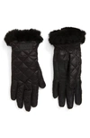 UGG ALL WEATHER TOUCHSCREEN COMPATIBLE QUILTED GLOVES WITH GENUINE SHEARILNG TRIM,18825