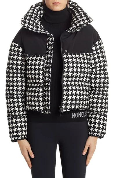 Moncler Embroidered Quilted Shell Down Jacket In Black,white