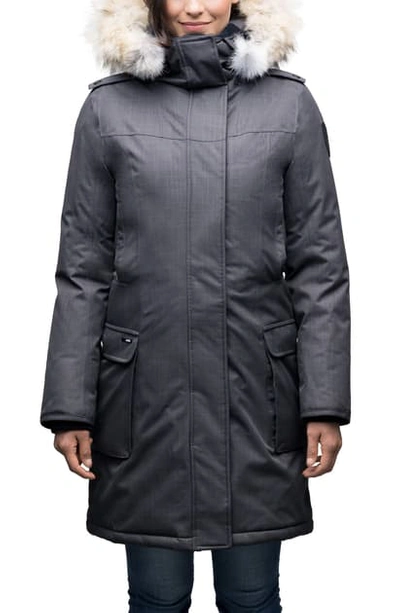 Nobis Abby Hooded Down Parka With Genuine Coyote Fur Trim In Steel Grey