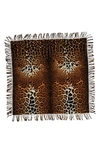 SAINT LAURENT ANIMAL PRINT WOOL SCARF,4989393Y044