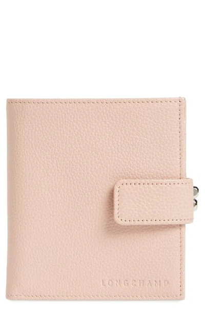 Longchamp 'le Foulonne' Pebbled Leather Wallet In Powder