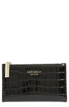 Kate Spade Sylvia Croc Embossed Leather Slim Bifold Wallet - Black