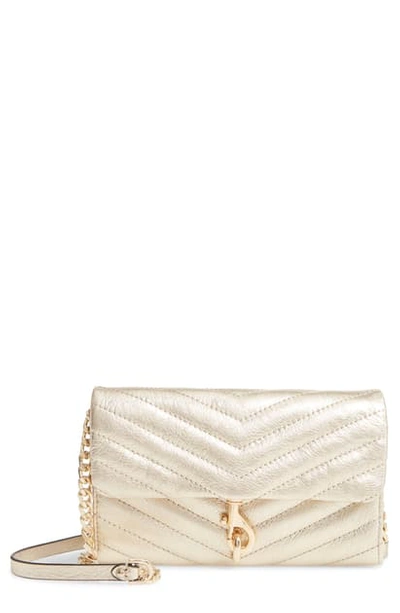 Rebecca Minkoff Edie Quilted Leather Crossbody Wallet In Gold