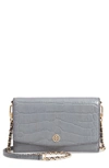 TORY BURCH ROBINSON CROC EMBOSSED LEATHER WALLET ON A CHAIN,56641