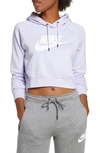 Nike Sportswear Essential Crop Hoodie In Lavender Mist/ White