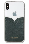 Kate Spade Sylvia Double Sticker Phone Pocket - Green In Deep Evergreen Metallic