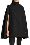 Valentino Scarf Detail Wool & Cashmere Cape In Nero