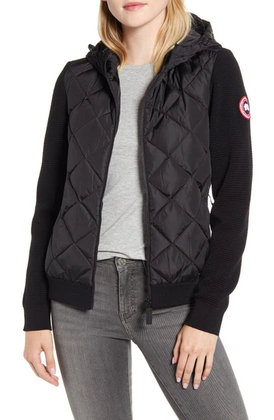 Canada Goose Hybridge Quilted Knit Hooded Jacket In Black