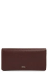 Hugo Boss Taylor Leather Continental Wallet In Dark Red