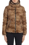 MONCLER BADYFUR CHEETAH PRINT HOODED DOWN COAT,E20934684905V0038