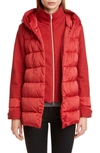 Herno Hooded Down Jacket With Removable Windblocker In Rosso