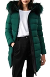 Mackage Calla-x Stretch Genuine Fox Fur Trim Water Repellent Down Coat In Green