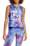 SPIRITUAL GANGSTER PEACE LOVE LIGHT TIE DYE COTTON CROP TANK TOP,FA90411043