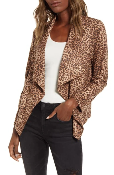 Bb Dakota Drape Front Faux Suede Jacket In Brown