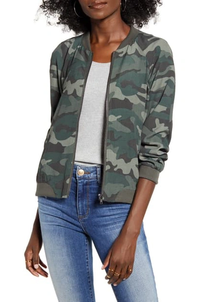Bb Dakota Can't See Me Camo Bomber Jacket In Army Green